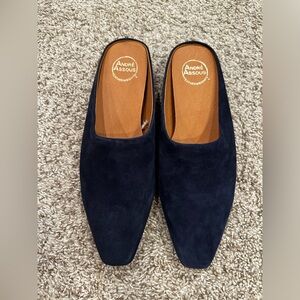 Andre Assous Blue Suede Loafers Slip-On Flats navy size 9